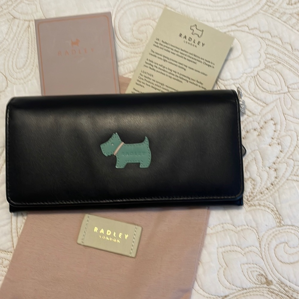 Radley of London Large Leather flapover wallet with teal trim
